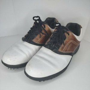 FootJoy FJ Men's Size 10M White/Brown Leather Contour Series Golf Shoes C3